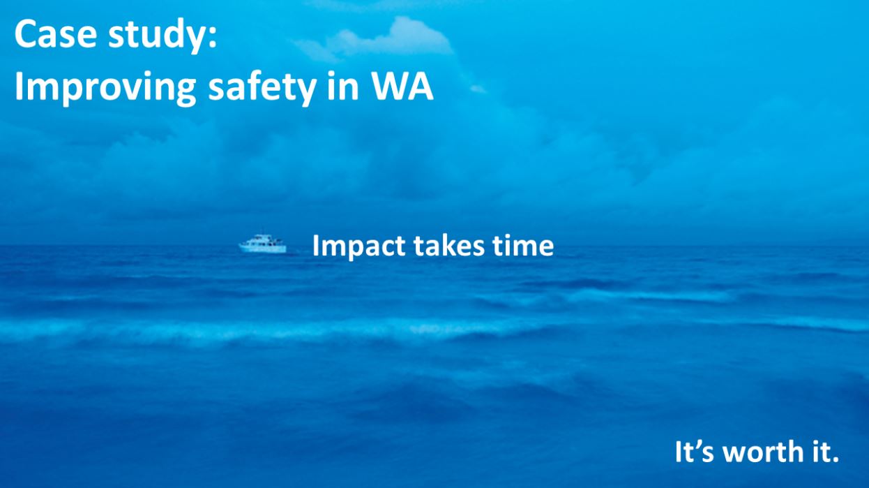 Image introducing a case study on improving safety in WA since impact takes time and it's worth it.