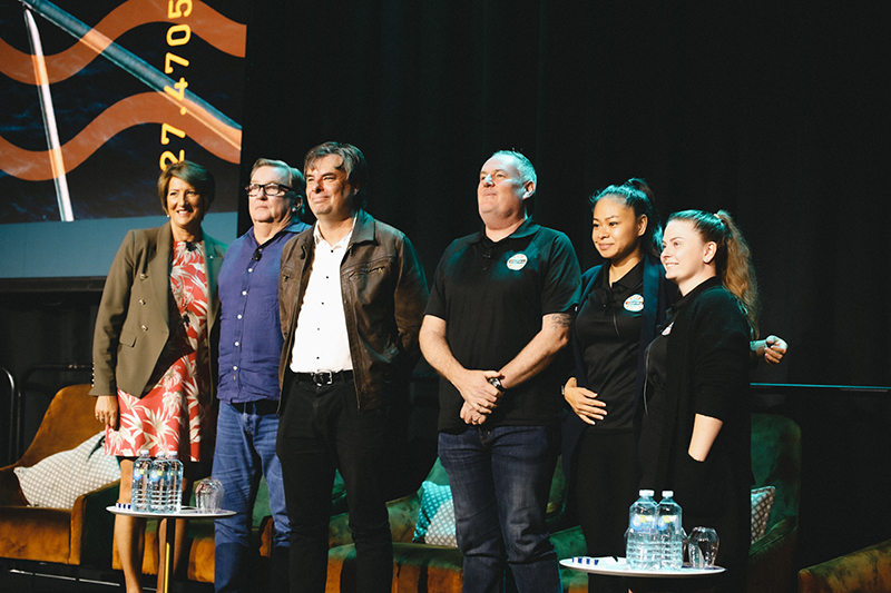 Bond University Associate Professor of Environmental Management Dr Darryl McPhee gave a warmly received keynote address about how fishing helped him survive a troubled childhood and inspired him to study fisheries science and develop a life-long career. Darryl is pictured third from left with members of the panel who discussed the value of being a trusted advocate to help people who are struggling. From left are Dr Kate Brooks of Deakin University, Michael O’Brien of Australia Bay Seafoods, Gary Hawkes of mental health training provider Anowara, Umar Nguyen of The Fish Girl, and Toni Hedditch of Taroona Fishing. Bond University Associate Professor of Environmental Management Dr Darryl McPhee gave a warmly received keynote address about how fishing helped him survive a troubled childhood and inspired him to study fisheries science and develop a life-long career. Darryl is pictured third from left with members of the panel who discussed the value of being a trusted advocate to help people who are struggling. From left are Dr Kate Brooks of Deakin University, Michael O’Brien of Australia Bay Seafoods, Gary Hawkes of mental health training provider Anowara, Umar Nguyen of The Fish Girl, and Toni Hedditch of Taroona Fishing.
