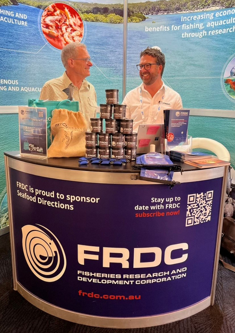 Seafood industry consultant Alan Snow with FRDC Senior Research Portfolio Manager Josh Fielding. Seafood industry consultant Alan Snow with FRDC Senior Research Portfolio Manager Josh Fielding.