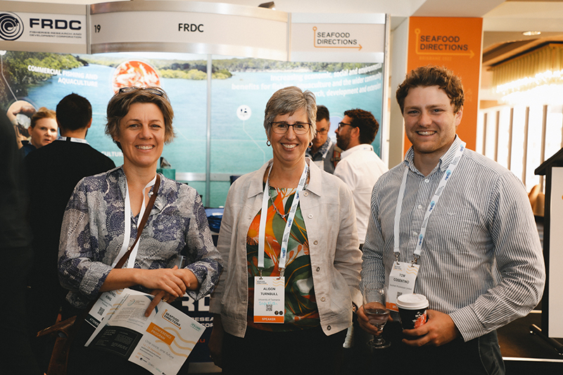 Catching up at Seafood Directions are, from left, Australian Council of Prawn Fisheries Executive Officer Rachel King, Alison Turnbull of the University of Tasmania and Safefish, and Tom Cosentino of Southern Rocklobster. Alison gave a talk on the importance of mitigating risk for seafood producers in a world where consumers and markets are demanding more information and a higher standard of food safety. Catching up at Seafood Directions are, from left, Australian Council of Prawn Fisheries Executive Officer Rachel King, Alison Turnbull of the University of Tasmania and Safefish, and Tom Cosentino of Southern Rocklobster. Alison gave a talk on the importance of mitigating risk for seafood producers in a world where consumers and markets are demanding more information and a higher standard of food safety.