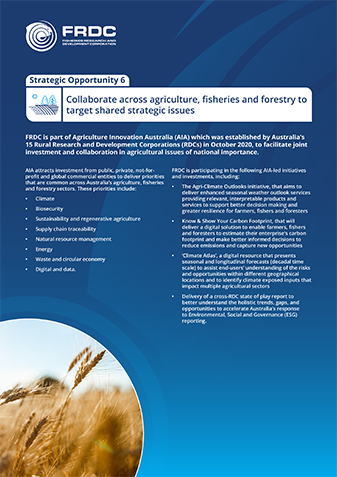 FRDC Strategic investment opportunity: Collaborate across agriculture, fisheries and forestry to target shared strategic issues