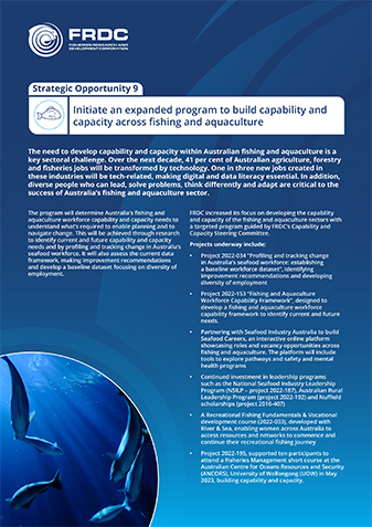 FRDC Strategic investment opportunity: Initiate an expanded program to build capability and capacity across fishing and aquaculture