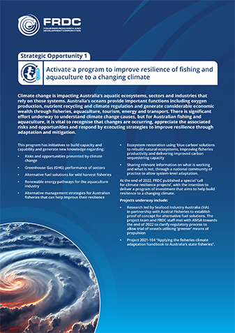 FRDC Strategic investment opportunity: Activate a program to improve the resilience of fishing and aquaculture to a changing climate