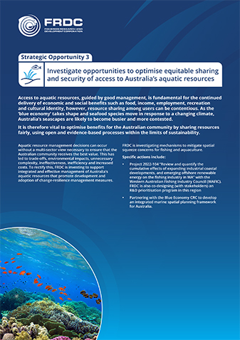 FRDC Strategic investment opportunities: Investigate opportunities to optimise equitable sharing and security of access to Australia’s aquatic resources