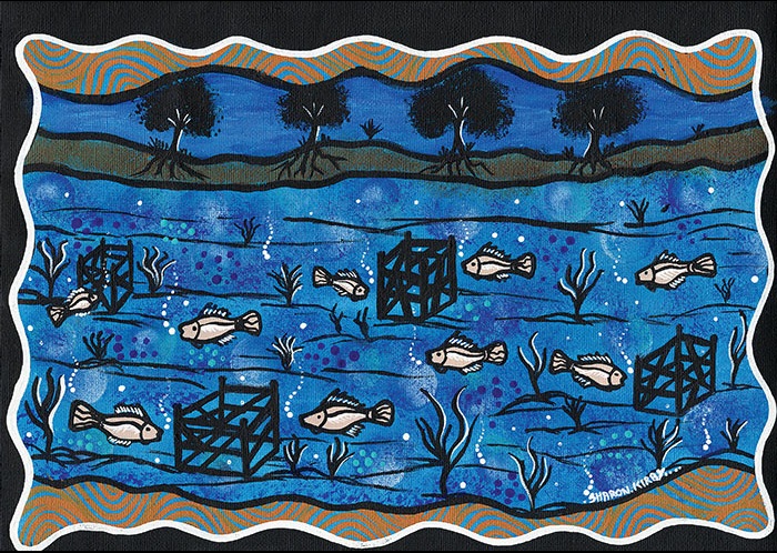illustration of river of fish 
