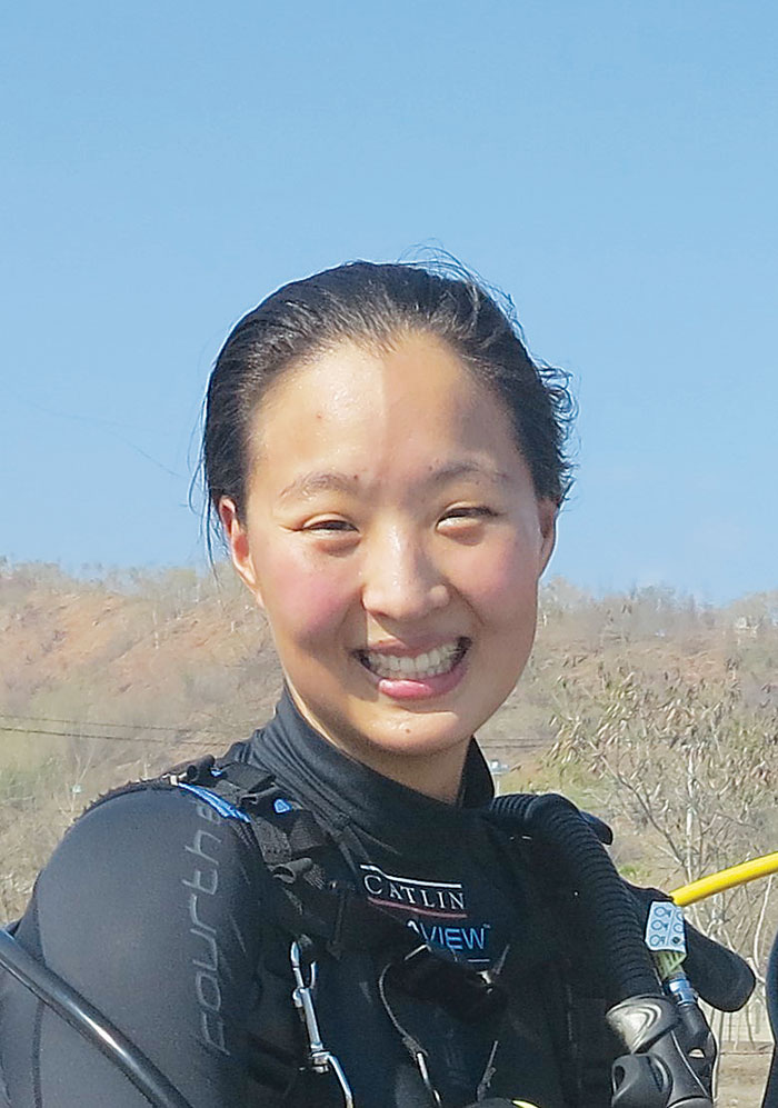 Photo of Katherine Kim wearing scuba gear