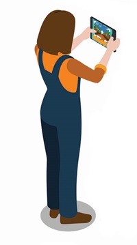 Illustration of woman holding iPad