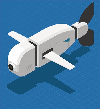 Illustration of robot submarine