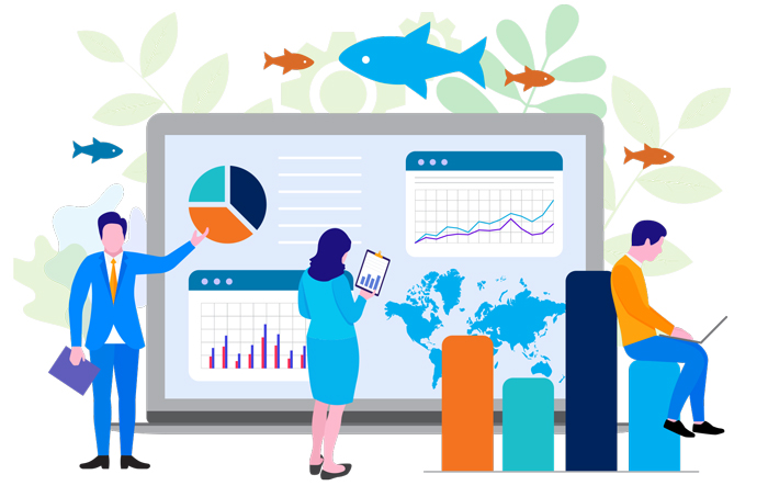 illustration fish people computer
