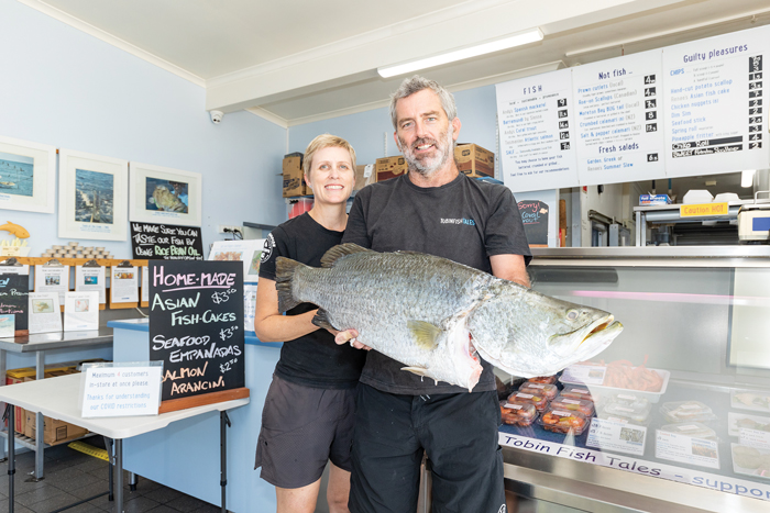 Renae and Andrew Tobin, wild-caught Baramundi