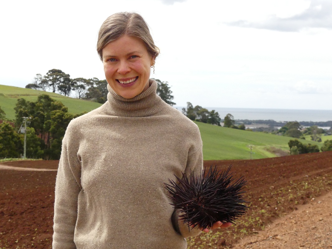 Harriet Walker holding Sea Urchin