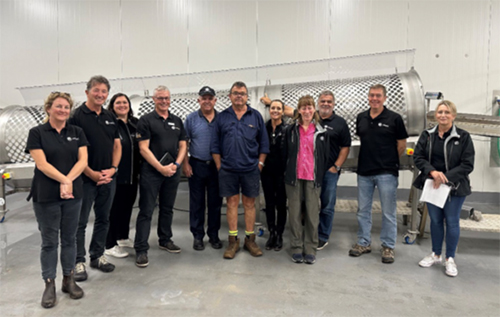 Photo of FRDC Directors and staff with Tony Westerberg (centre) touring the Albany Seafoods factory. 