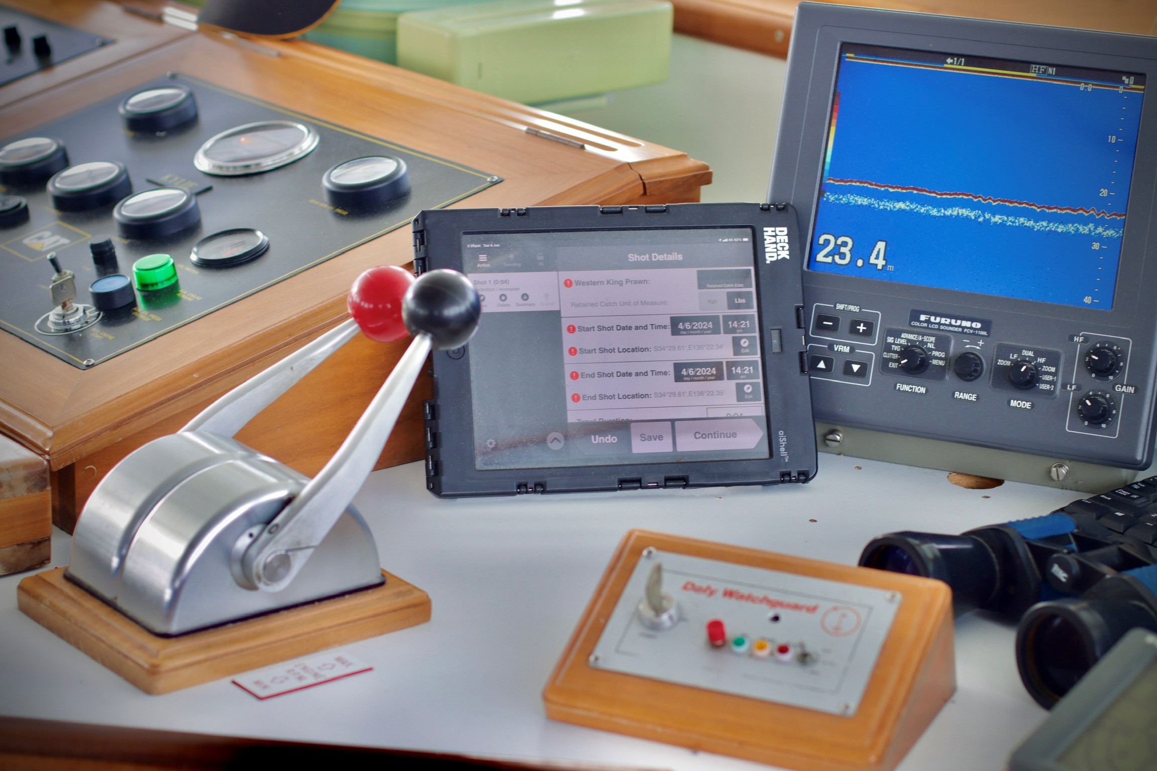 Pictured is deckhand technology being used on the wheelhouse of the FV Kylie