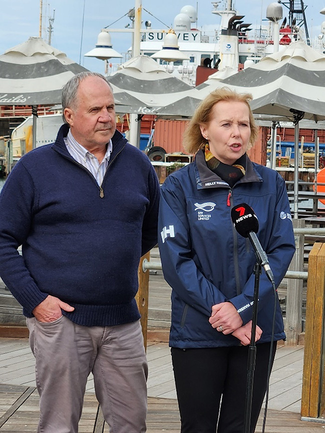 Photo of Elspeth Macdonald (right) with WAFIC’s Chief Executive Officer Darryl Hockey (left)