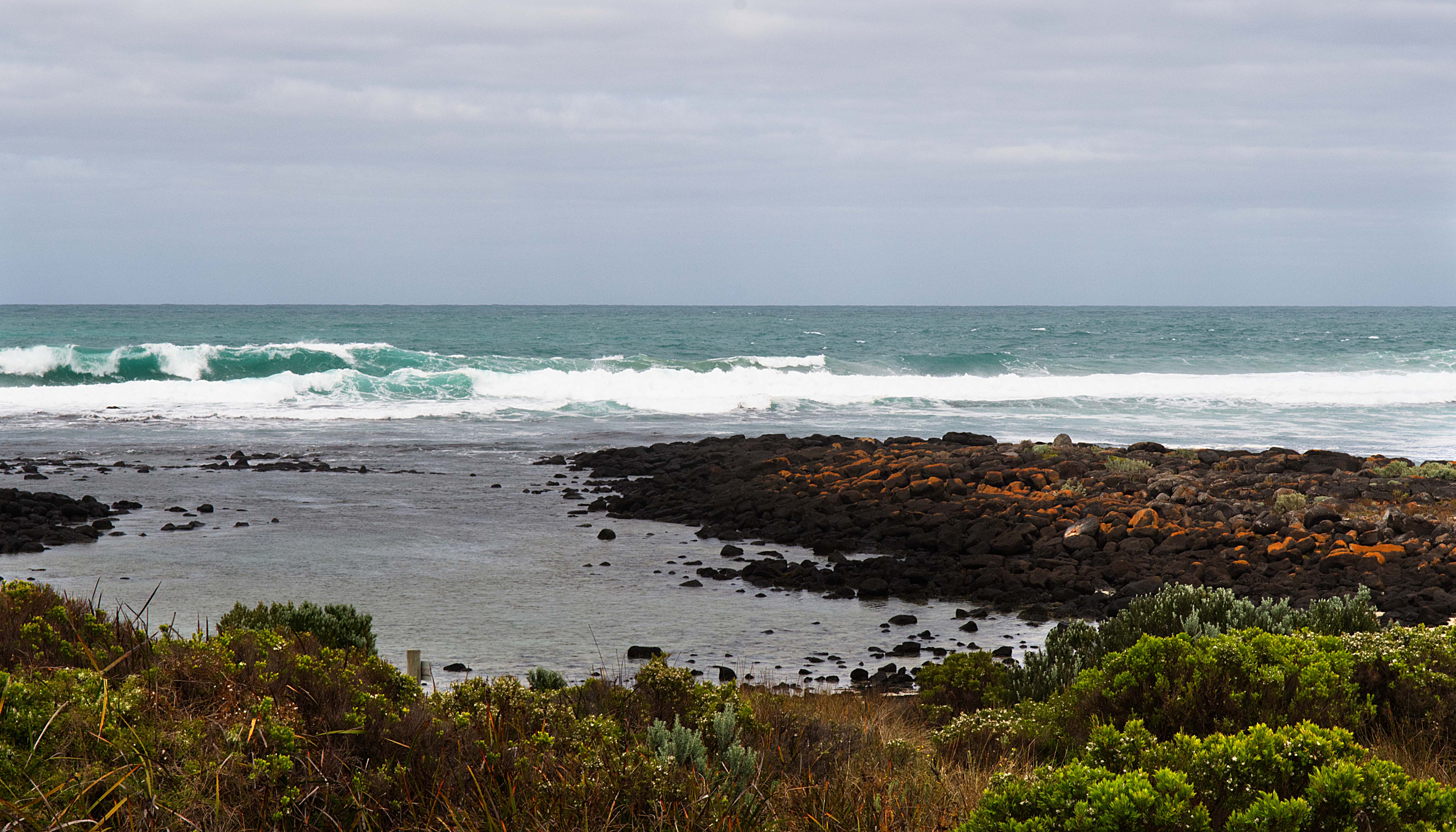 Energetic Southern Ocean wave activity could provide a source of renewable energy to power Southern Ocean Mariculture’s operations near Port Fairy, Victoria. Photo: Catherine Norwood