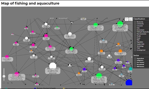 Screen shot of map of fishing and aquaculture