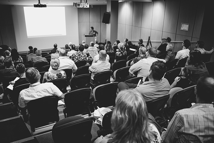 A researcher presents on their preliminary work at an NCCP science workshop in Canberra, ACT.