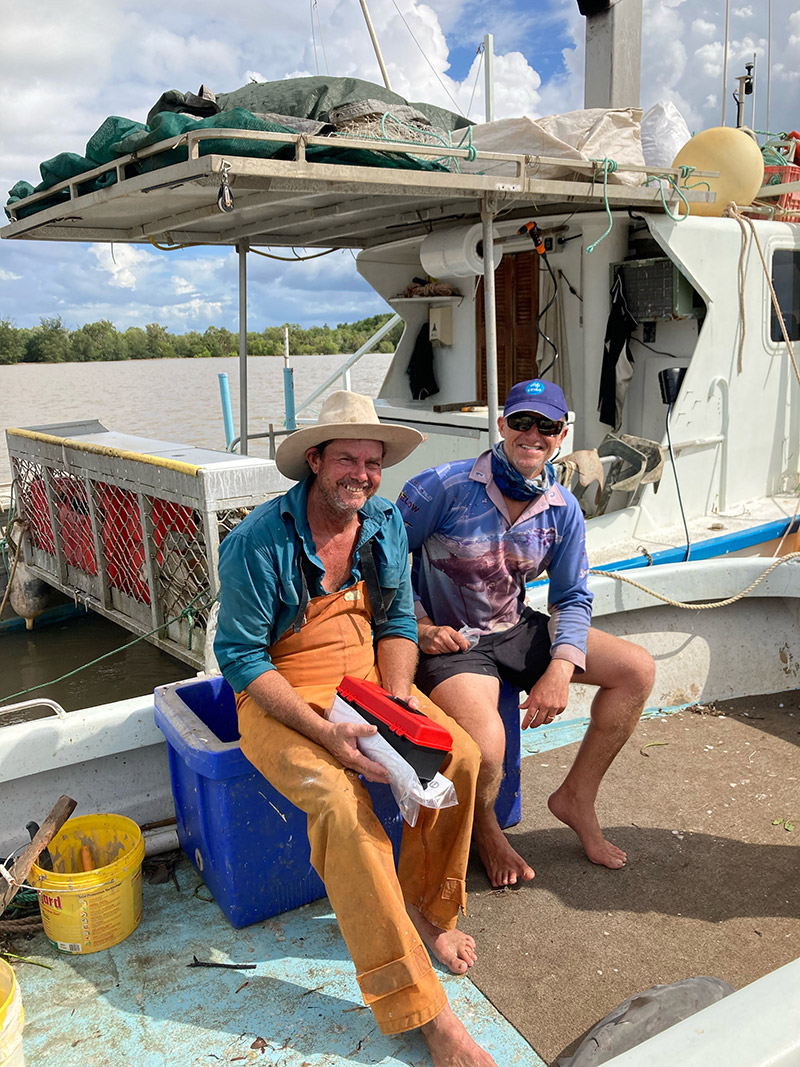A photo of Gillnet fisher Richard Batchy (left) was a recipient of a sampling kit by Richard Pillans (right) and his team. 