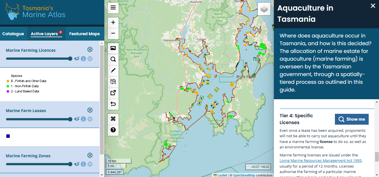 Tasmania's Marine Atlas Screenshot