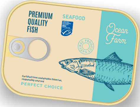Illustration of canned fish with MSC logo