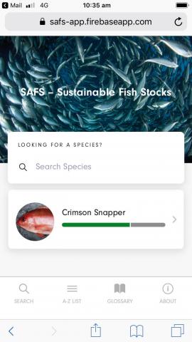 Screenshots of SAFS app