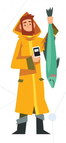 p14_fisherman_data Illustration of a fisherman with fish data