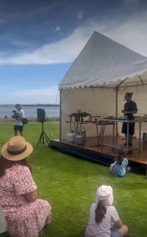 Executive chef and Creative Director at Topiary, Kane Pollard demonstrated how to use all parts of a fish, rather than just fillets, at Seafood on Spencer. 
